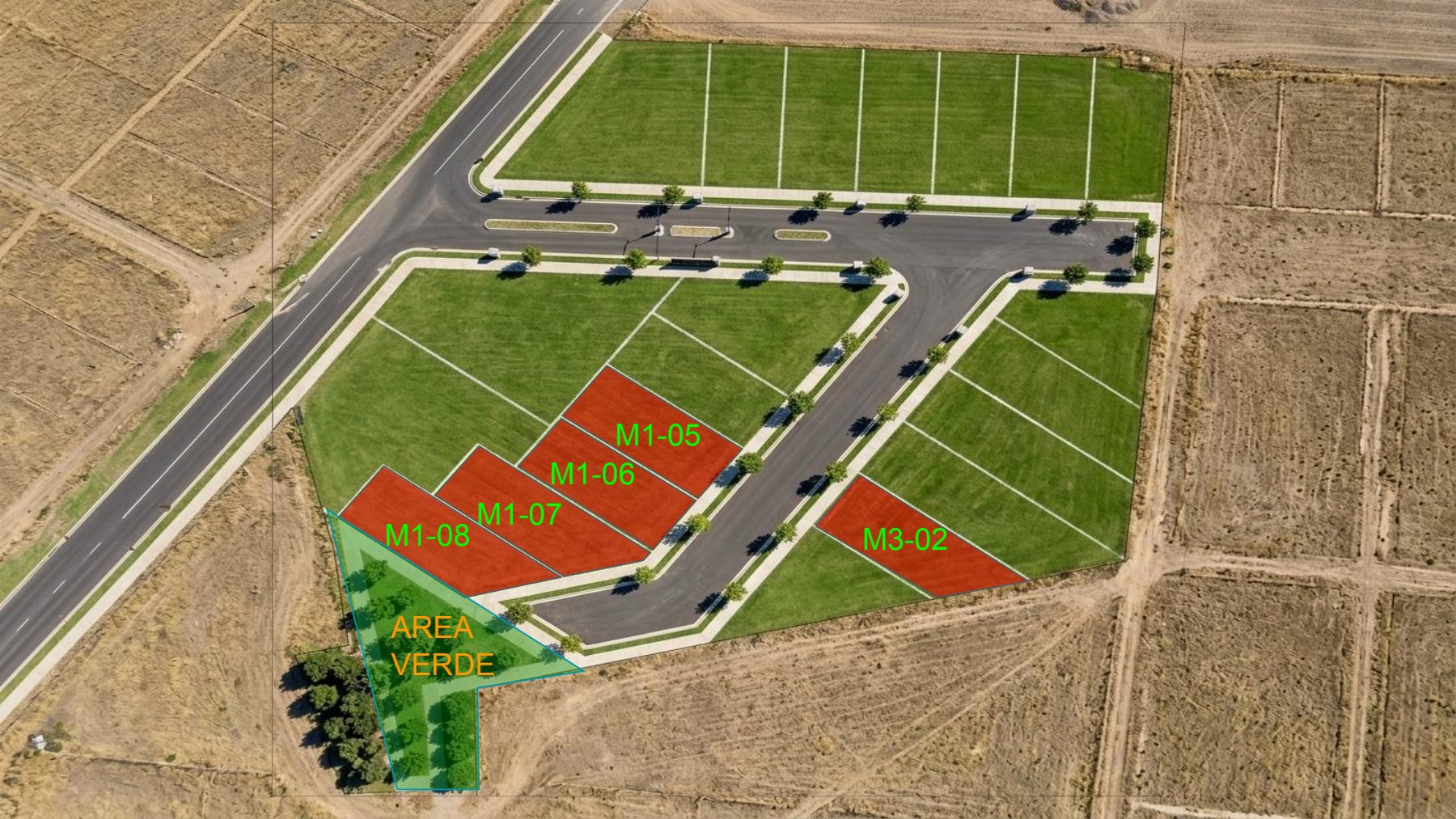 Plano de lotificación con terrenos disponibles en Noria Real